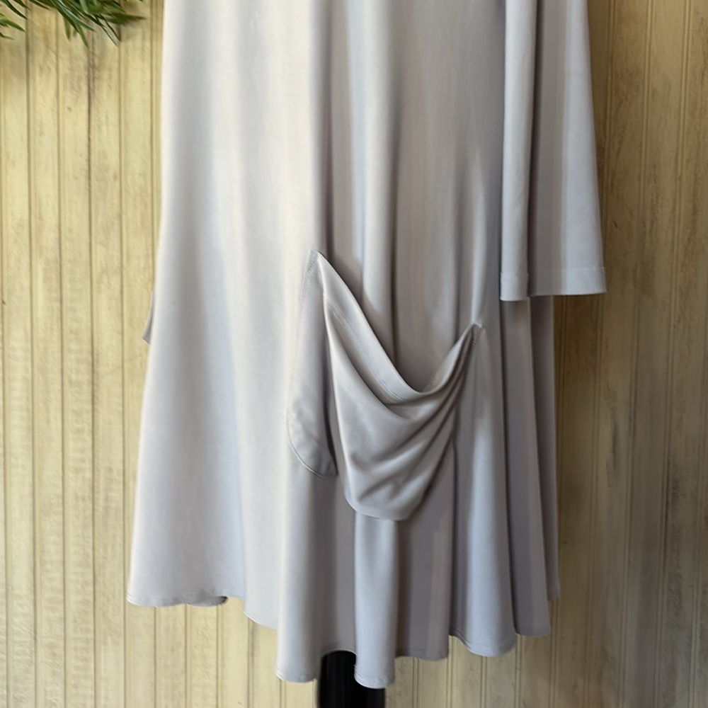 Sun Kim Tunic Top/Dress Front Pockets, Gray Small, Wrinkle Resistant 3/4… - Picture 3 of 11